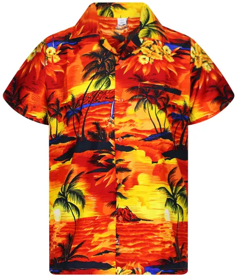 Funky Hawaiian Shirt Surf Orange