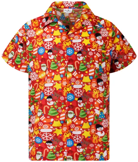 Discover Funky Hawaiian Shirt Christmas Allover Red