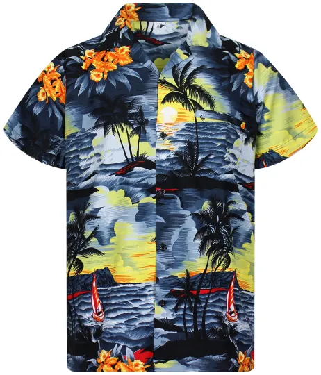 Funky Hawaiian Shirt Surf Grey