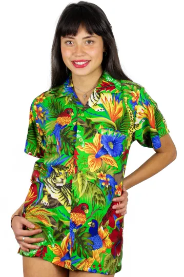 Discover Funky Hawaiian Blouse Jungle Green Different Size Hawaiian Shirt