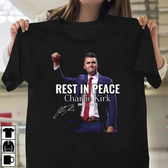 Charlie Kirk 1993 - 2025 Short Sleeve Shirt all size singnature black