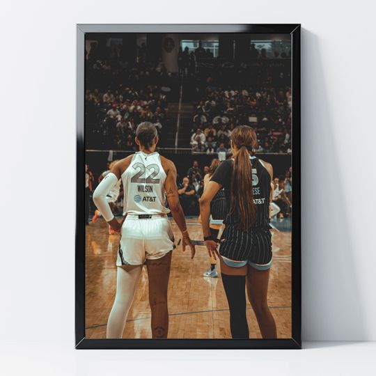 Discover Aja Wilson & Angel Reese Wall Art Bundle  WNBA Basketball Photography Prints, Powerful Game-Day Set, Sports Decor, Gift for Fans