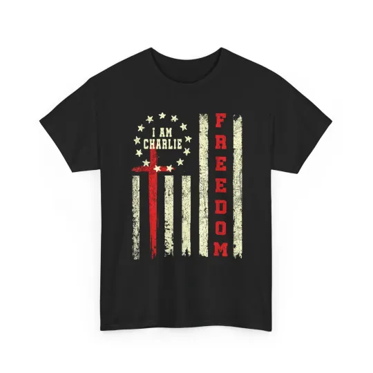Discover I am Charlie Kirk American Flag Unisex T-Shirt, Charlie Kirk Memory, Rip Charlie Kirk