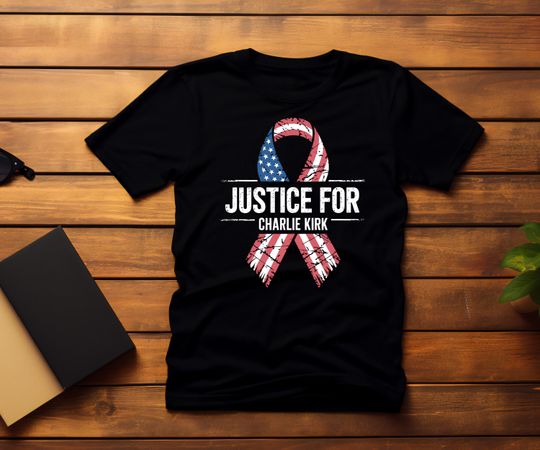 Discover Justice For Charlie Kirk Shirt: Patriotic USA Flag Tee