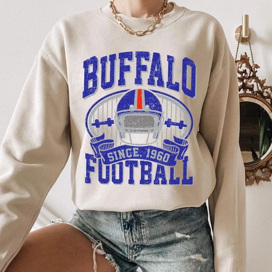 Discover Retro Buffalo Football Team Sweatshirt, Gift For Football Fan Sport