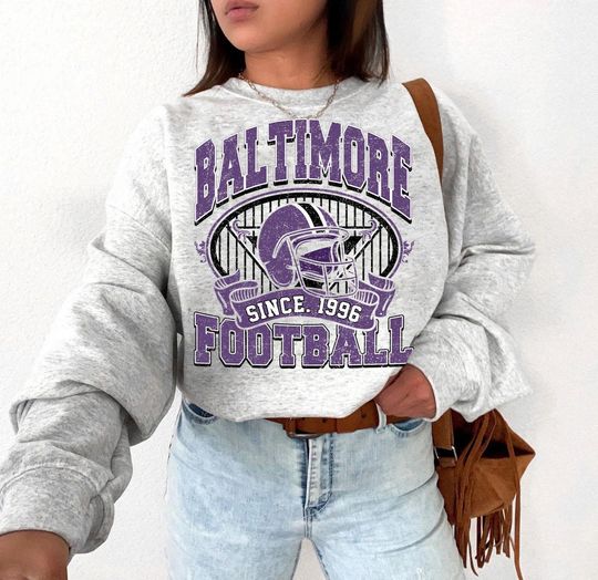 Discover Vintage Baltimore Football Team Sweatshirt, Gift For Football Fan Sport