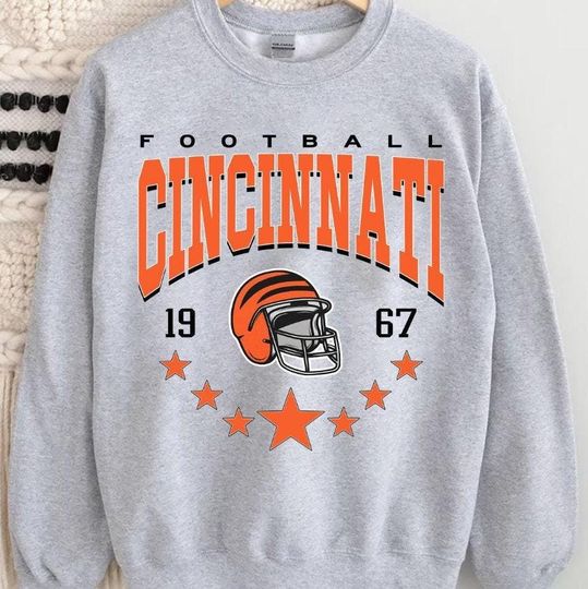 Discover Retro Cincinnati Football Sweatshirt, Trendy Cincinnati Football Fan Gift, Cincinnati Game Day Shirt, Cincinnati Shirt, Game Day Shirt.