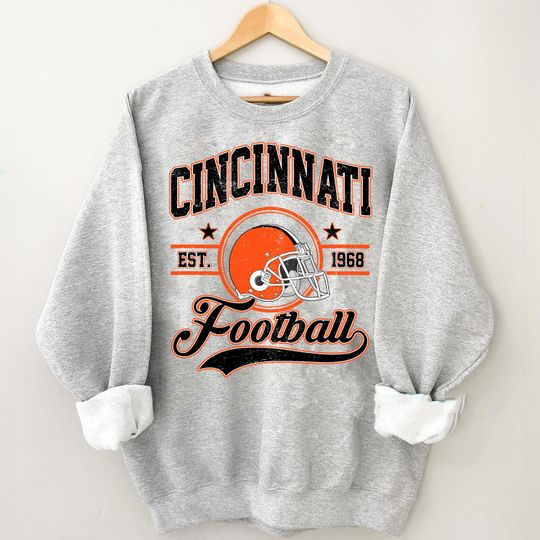 Discover Trendy Cincinnati Football Fan Gift, Retro Cincinnati Football Sweatshirt, Game Day Shirt, Cincinnati Game Day Shirt, Cincinnati Shirt