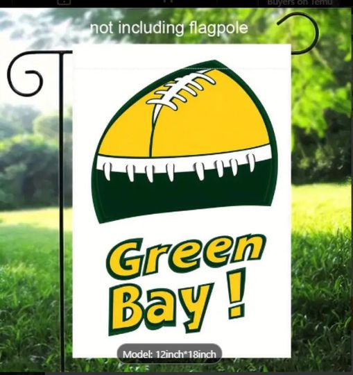Discover Green Bay Pakers Football Yard Flag  - 2 Sided // 12 x 18 Flag (Flag Pole Not Included)