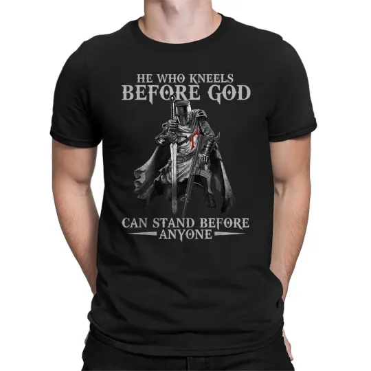 Discover Knight Templar Kneel Before God T-shirt Christian Warrior Of Christ Crusader Tee