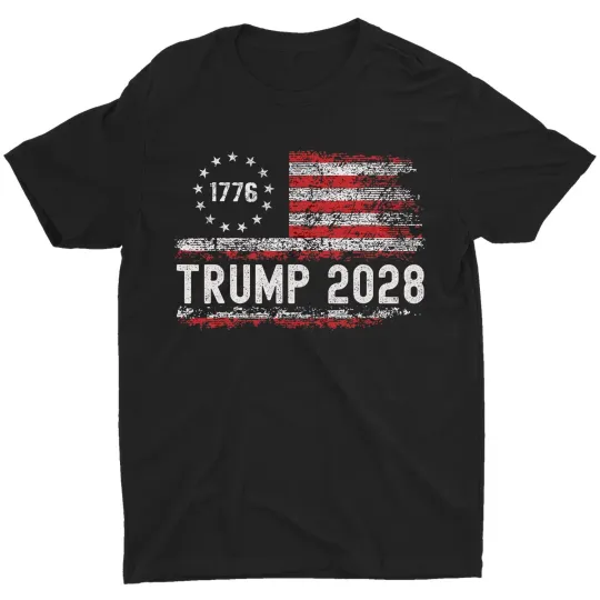 Discover Trump 2028 T-Shirt Vote Donald Trump American Flag Men Women