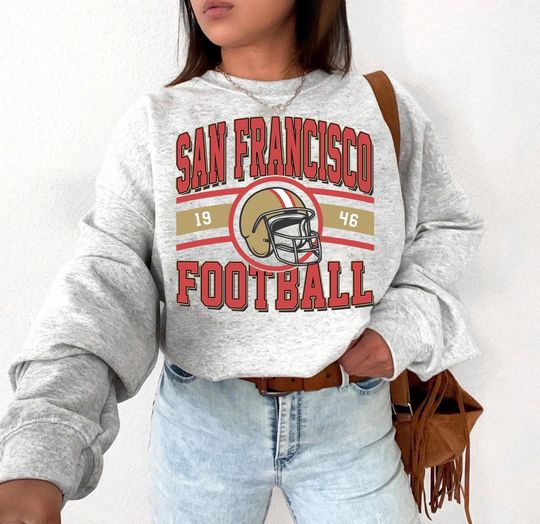 Discover Vintage San Francisco Football Team Sweatshirt, Gift For Football Fan Sport, Game Day Sweatshirt