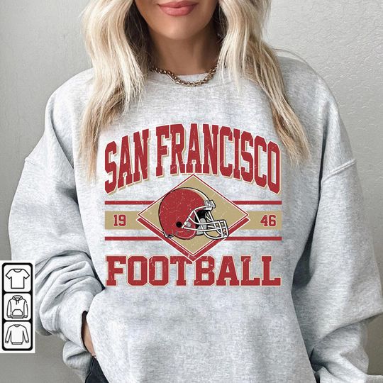 Discover Vintage San Francisco Football Team Sweatshirt, Gift For Football Fan Sport, Game Day Sweatshirt