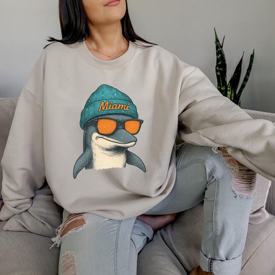 Discover Retro Miami Football Team Sweatshirt, Gift For Football Fan Sport, Game Day Sweatshirt