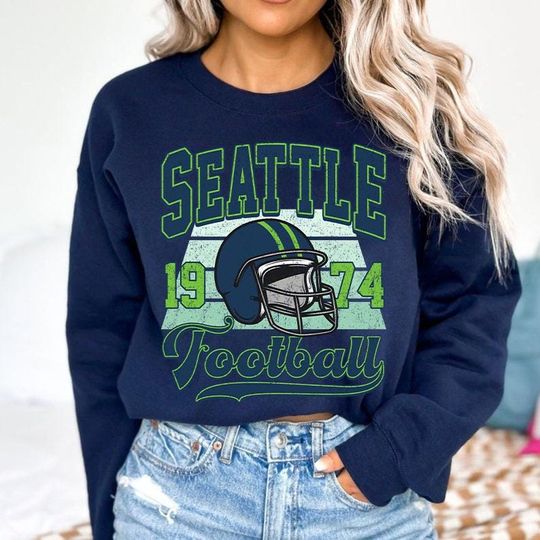 Discover Retro Seattle Football Team Sweatshirt, Gift For Football Fan Sport, Game Day Sweatshirt