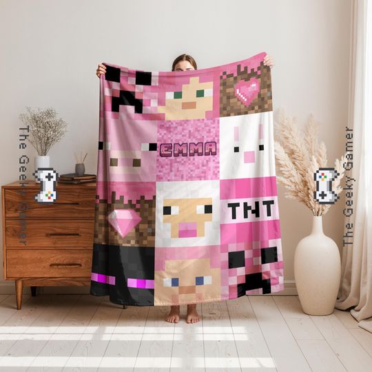Discover Personalized Gamer Girl Blanket | Fun gift for adult kid | Gamer Gift | Video Game | Personalized Creeper Blanket | Birthday Gift for Gamer