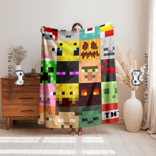 Discover Gamer Soft Blanket | Fun gift for adult kid | Gamer Gift | Video Game | Creeper Blanket | Birthday Gift for Gamer