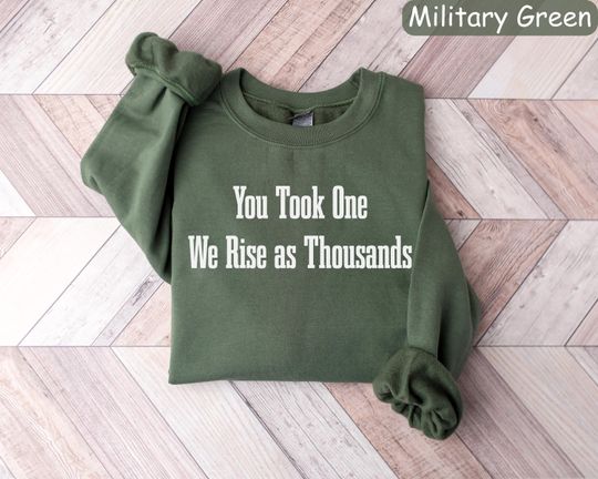 Discover Charlie Kirk Shirt, Prayers Up for Charlie Shirt, Justice Shirt, RIP Tribute Sweatshirt, You Took One We Rise as Thousands