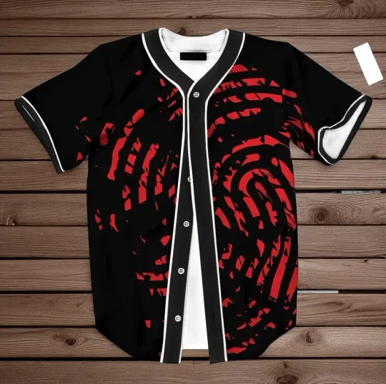 Discover Bloody Finger Red Print Baseball Jersey