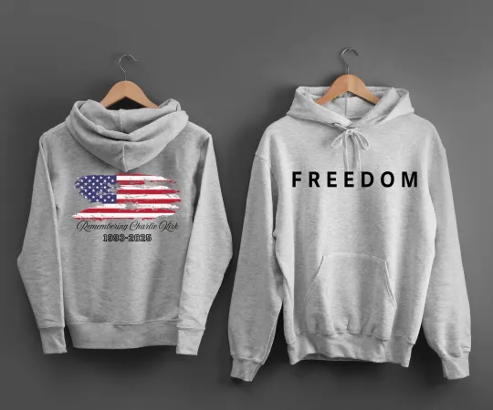 Charlie Kirk "Freedom" Hoodie - Remembering RIP 1993-2025 American Flag