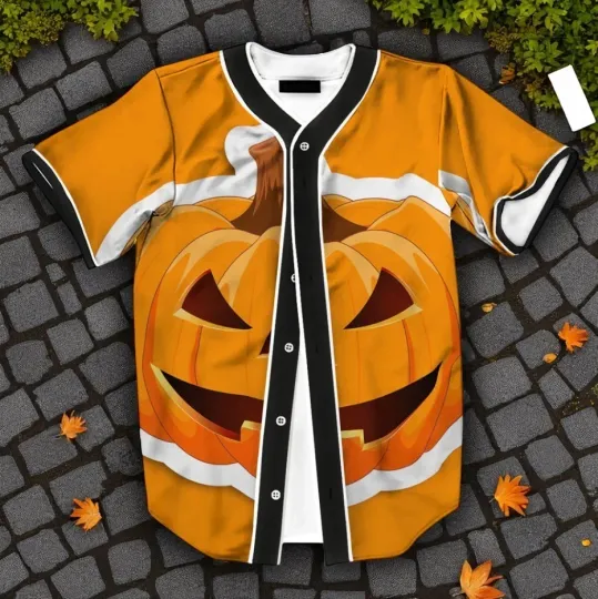 Discover Pumpkin Print Baseball Jersey