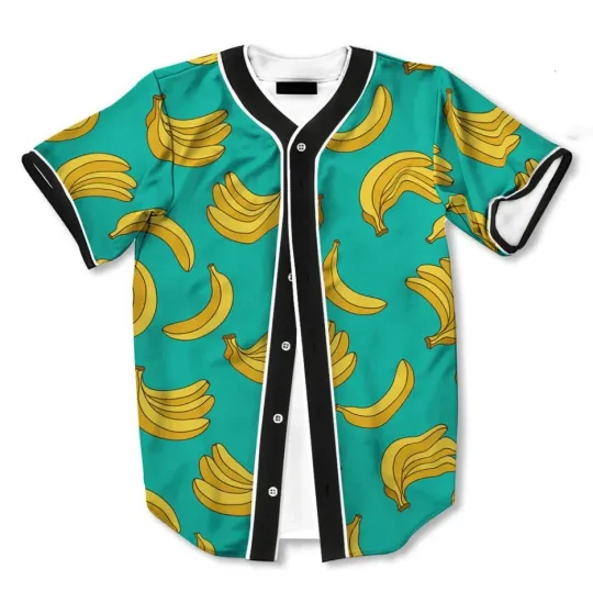 Discover Yellow Banana Print Baseball Jersey