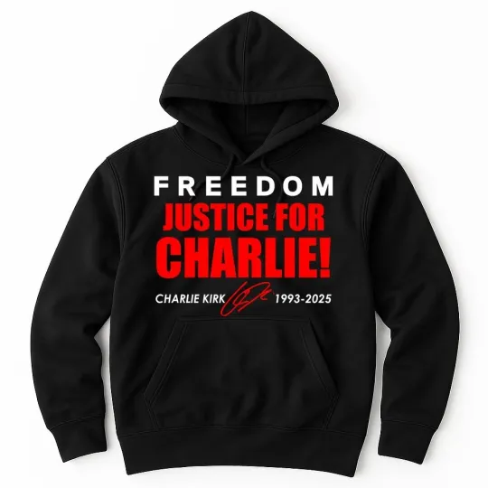 Discover Freedom Justice For Charlie Kirk 1993-2025 Red Signature Tribute Hoodie