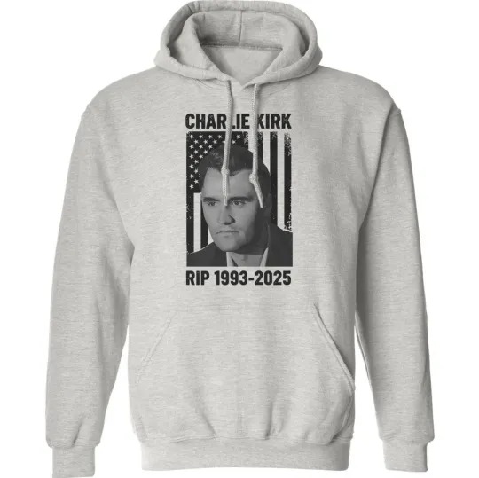 Vintage RIP Charlie Kirk US Flag - Memorial Tribute Unisex Hooded Sweatshirt1