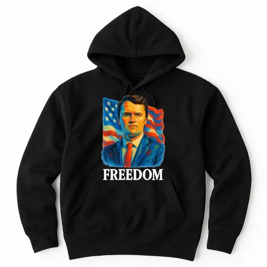 Discover Freedom Charlie Kirk: 3D Oil Painting Vibrant Spectrum Hoodie