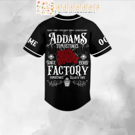 The Addams Family Tombstones Personalized Baseball Jersey