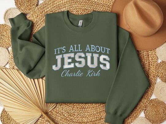Discover Jesus and Charlie kirk Sweatshirt, Pray for Charlie Kirk Sweatshirt, Embroidered Patriotic Faith Tee, Conservative Top, Political Awareness
