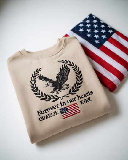 Pray for Charlie Kirk Embroidered SweatShirt, Patriotic Charlie Kirk T-Shirt, Faith-Based Unisex Tee, Political Awareness Top