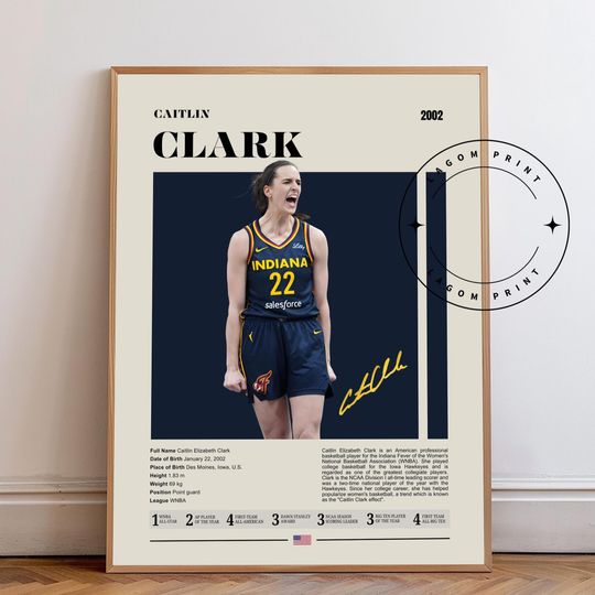 Discover Caitlin Clark Poster, Indiana Fever Poster,,Basketball Player, WNBA Poster, Sports Poster, MidCentury Modern, WNBA Fans, Basketball Gift