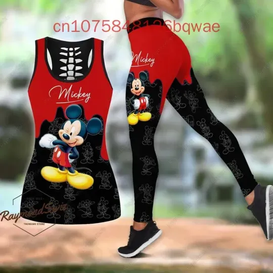 Disney Mickey Mouse Hollow Tank Top Leggings Set