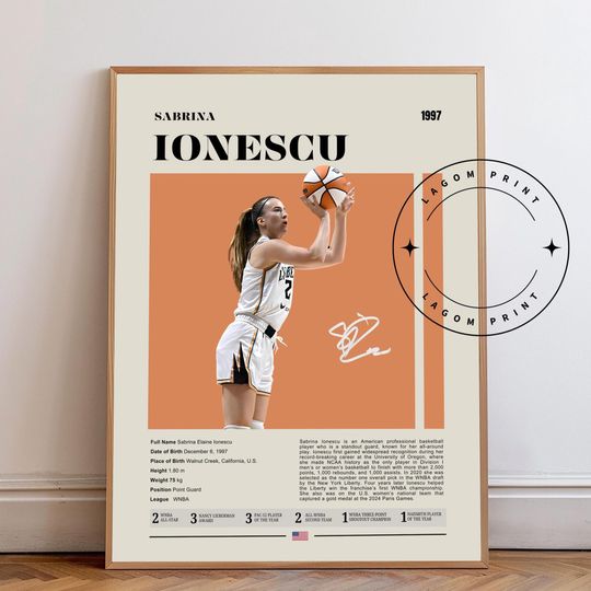 Discover Sabrina Ionescu Poster, New York Liberty, WNBA poster, Ionic Poster, Helvetica, Mid-Century Modern, Basketball Wall Art, Girl Bedroom art