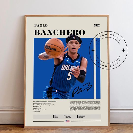 Discover Paolo Banchero Poster, Orlando Magic, NBA Poster, Sports Poster, Mid Century Modern, NBA Fans, Basketball Gift, Sports Bedroom Posters