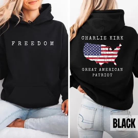 Great American Patriot Charlie Kirk Freedom Hoodie Two Sided, Turning Point
