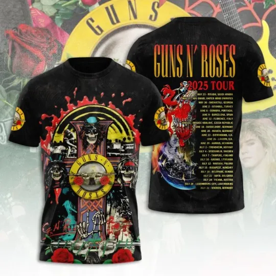 Discover Guns N’ Roses 3D Tour 2025 The Last Show Unisex T-Shirt