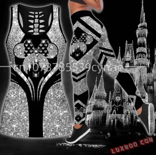 Disney Mickey Mouse Hollow Tank Top Leggings Set