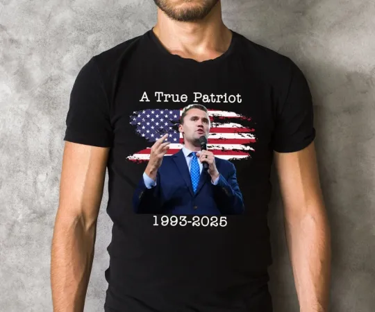 Discover Charlie Kirk Shirt, True Patriot 1993-2025 Rip Memorial American Flag Shirt