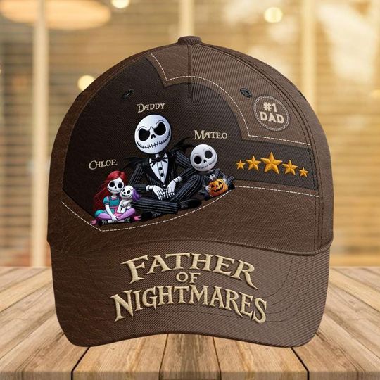 Personalized Jack Skellington Cap For Dad, Jack Skellington And Sally Family Hat, Disney Vacation Men Cap, Father's Day Gift