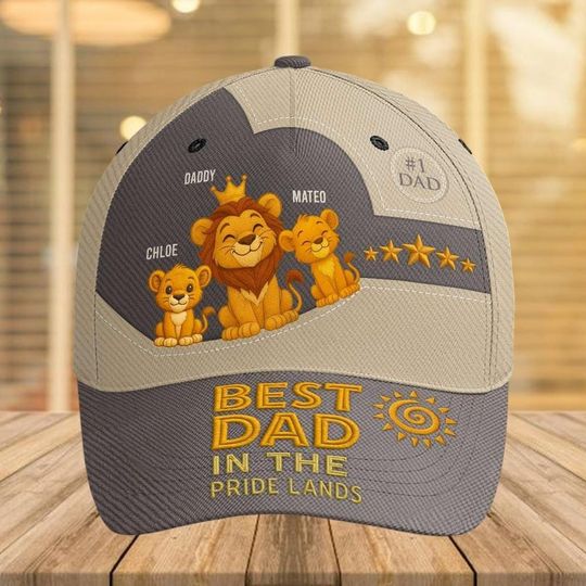 Personalized Best Dad Lion King Cap, Custom Name Men Cap For Fathers Day, Mufasa And Simba Hat, Lion King Love Hat, Daddy Gifts