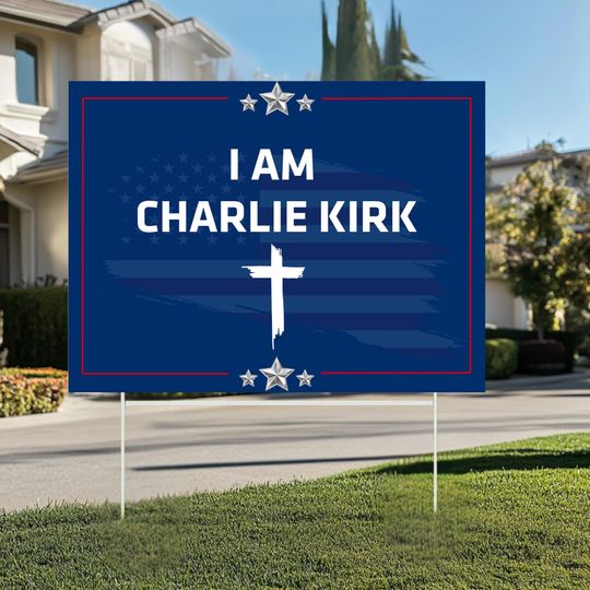 Charlie Kirk Cross Yard Sign: Charlie Kirk Assasins, Justice For Charlie Kirk MAGA Political Garden Decor