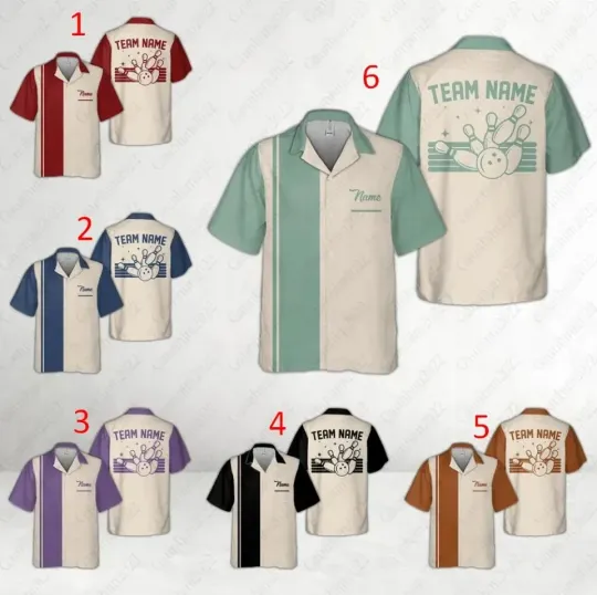 Discover Personalized Retro Bowling Hawaiian Shirt, Custom Name Bowler - Adults & Youth