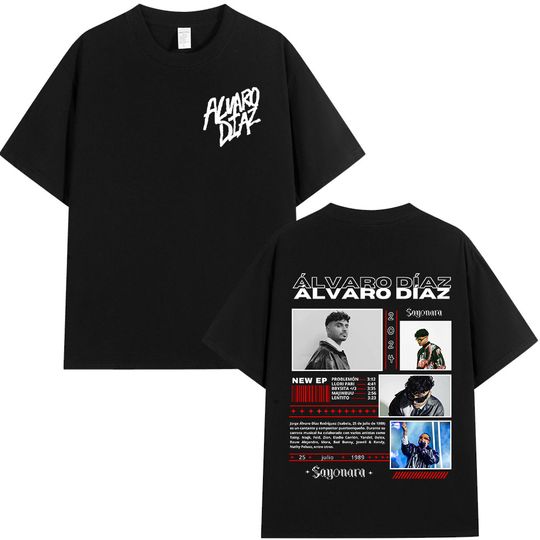 Discover Rap Alvaro Diaz Sayonara Album Merch T Shirts Men Clothing Hip Hop Fashion Oversized Short Sleeve T-shirt Casual Cotton T-shirts