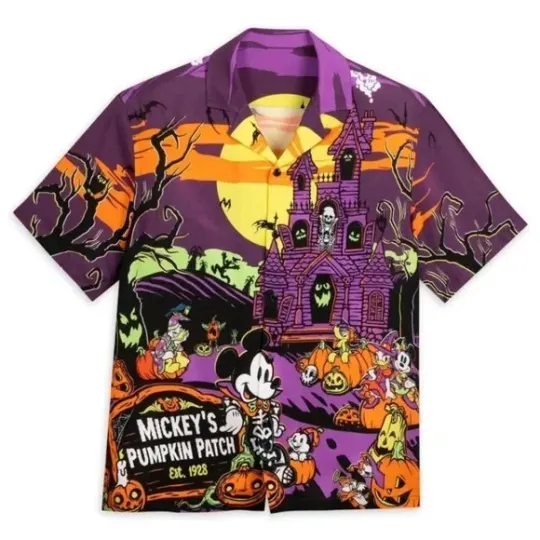 Discover Disney Halloween Hawaiian Shirt with Pumpkin Print for 2025 Halloween Party