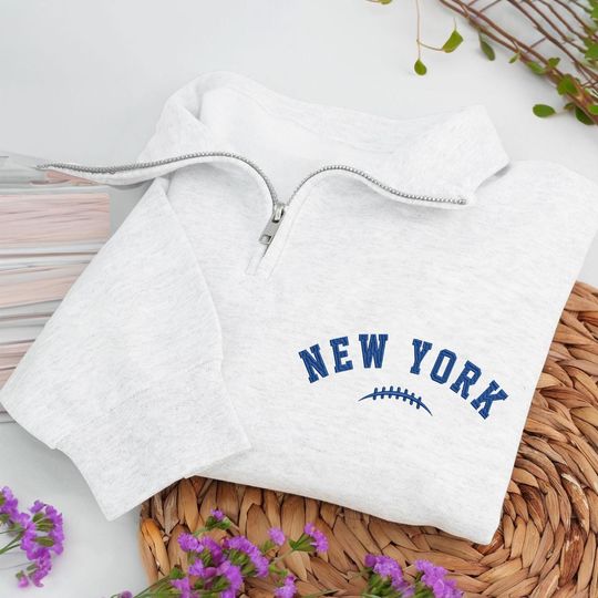 Discover Embroidered New York Football Quarter Zip Sweatshirt: Cozy Team Spirit