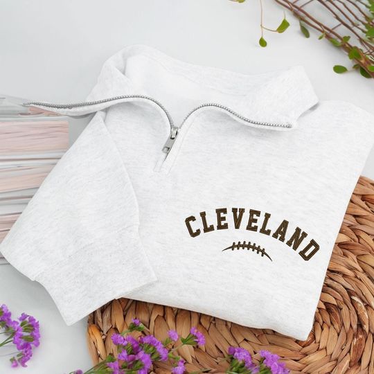 Embroidered Cleveland Football Quarter-Zip Sweatshirt: Cozy Game Day Pullover