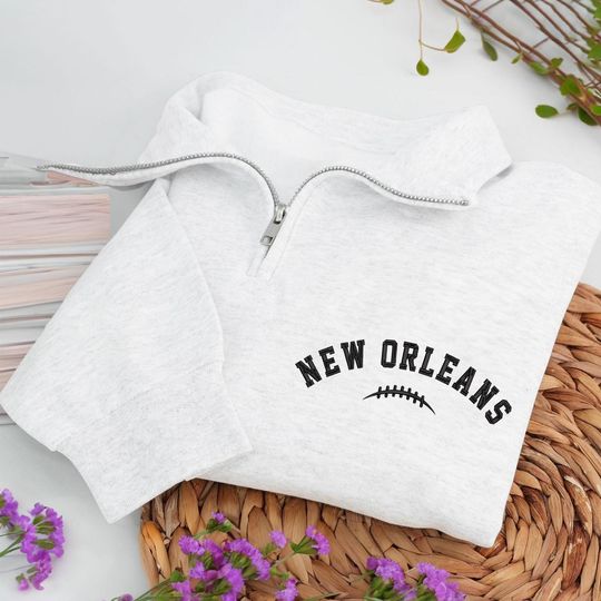 Embroidered New Orleans Football Quarter-Zip Sweatshirt: Cozy Game Day Pullover