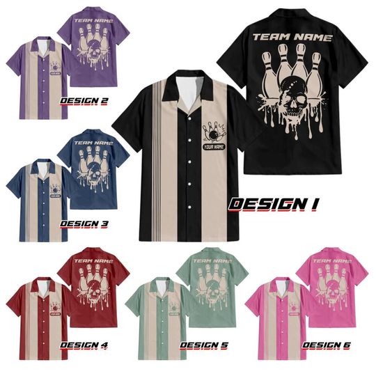 Personalized Vintage Style Bowling Team Hawaiian Shirt, Custom Bowling Button Down Shirt, Bowling Player Team
